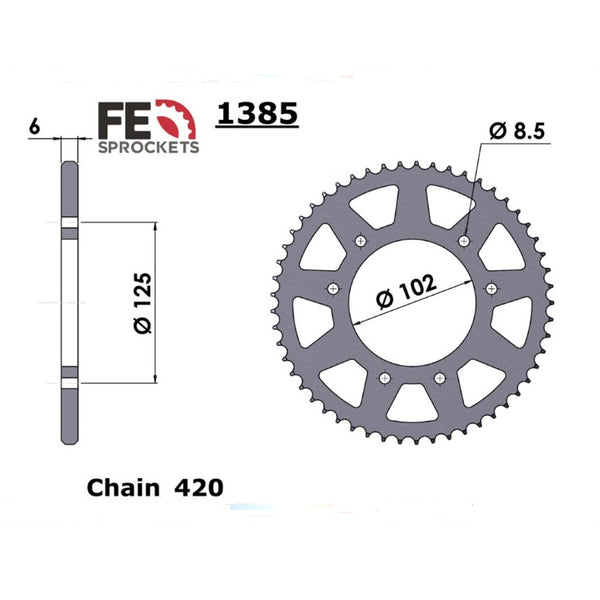 Achtertandwiel FE Derbi Senda DRD 53