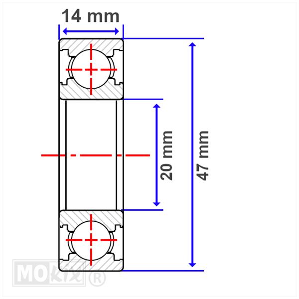 Lager SKF 6204 NR Suzuki TS X