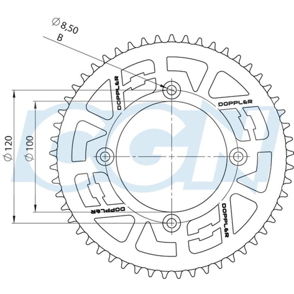 Achtertandwiel Doppler Beta RR 53 rood