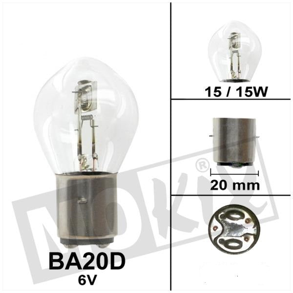 Lamp 6V BA20D 15/15 W