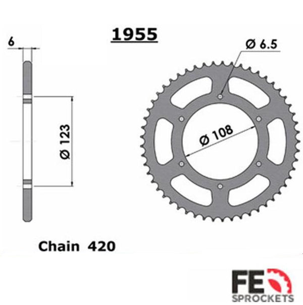 Achtertandwiel FE Derbi Aprilia 53 T