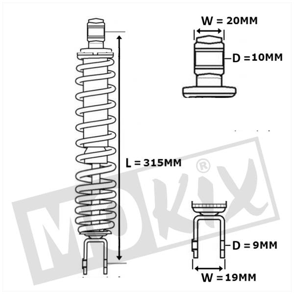 Schokbreker China GY6 L315 zwart