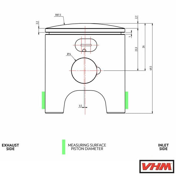 Zuiger VHM Kreidler 43.96 - 14 mm. B