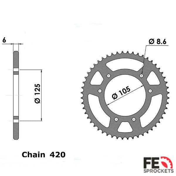 Achtertandwiel FE Derbi Senda X-treme 53